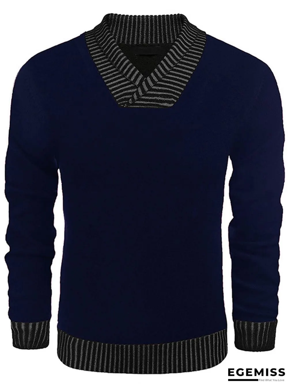 Long Sleeve V-neck Men's Casual Knitting Sweater | EGEMISS