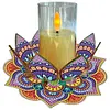 Mandala lotus acrylique DIY peinture en diamant porte-bougies sans bougies table de table de table pour d&eacute;butants adultes
