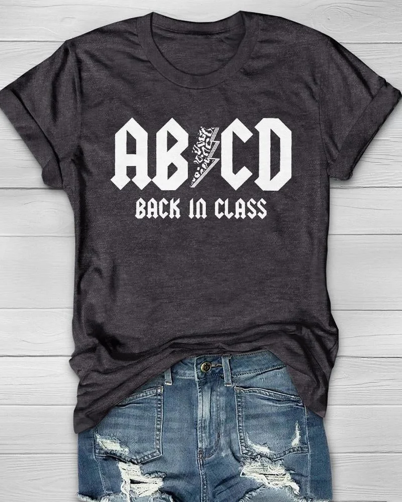 Women's ABCD Back in Class T-shirt Rock and Roll Teacher Back To School T Shirt