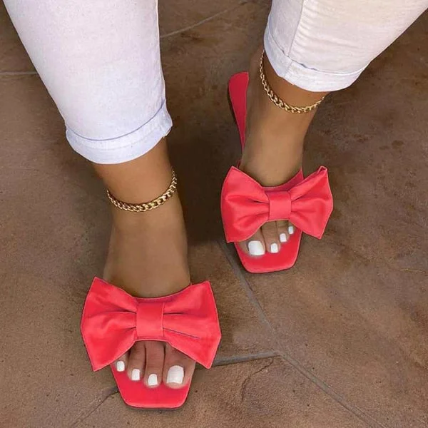 Women Summer Slippers Fashion Flat Bottom Open Toes Female Shoes Butterfly-knot Muiticolor Outdoor Beach Woman Slides Sandals