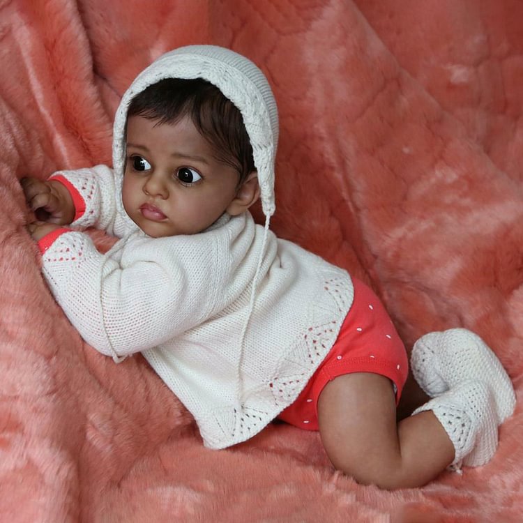  20" Brown Eyes African American Black Cloth Body Reborn Toddler Baby Girl Doll With Short Dark Brown Afro-Hair - Reborndollsshop.com®-Reborndollsshop®