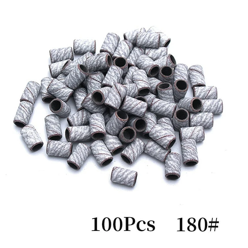 100pcs Electric Drill Sand Brands for Grinding Removal Refillable Nail Art Sand Cutter for Manicure Pedicure Ring Bits-Nail Inspo