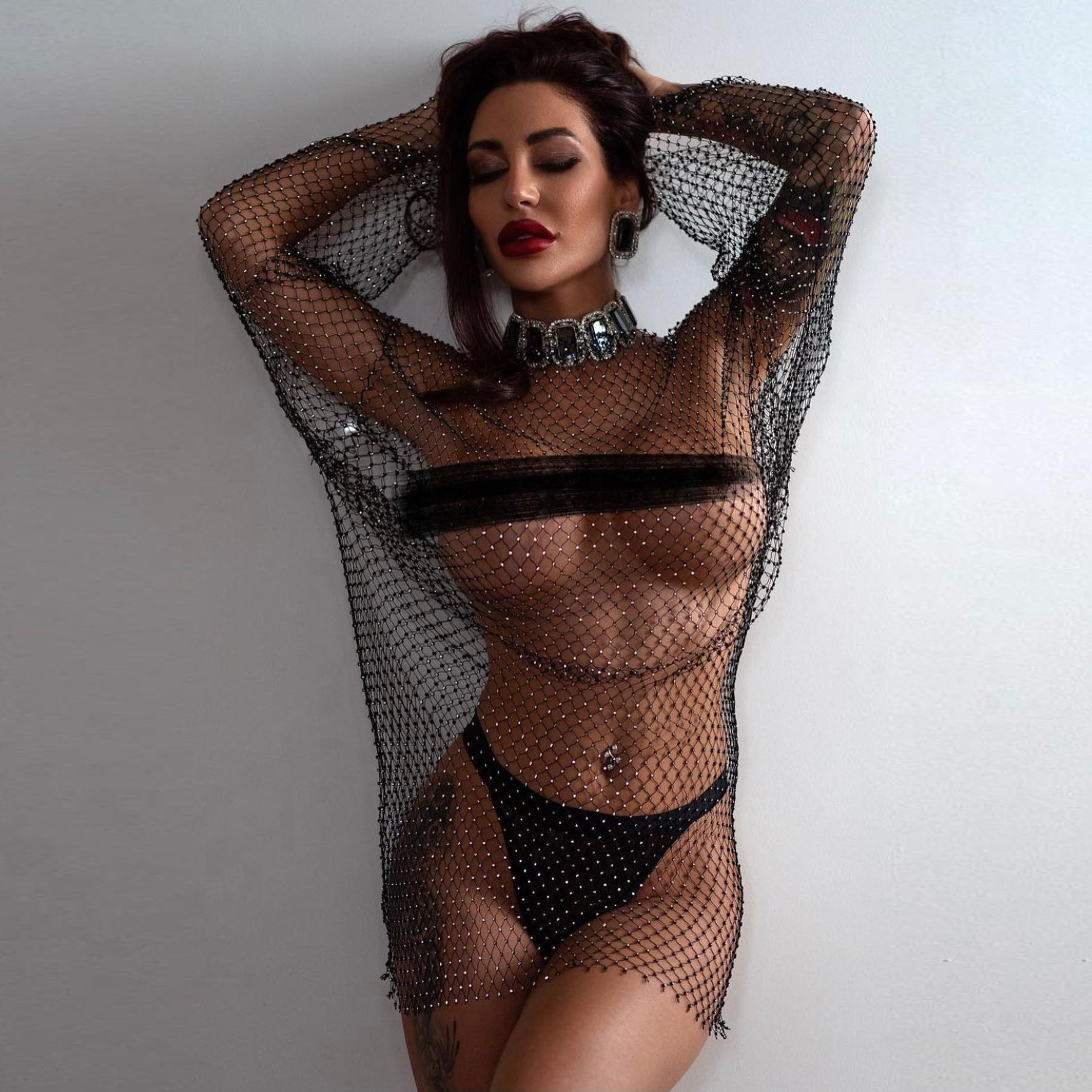 Rhinestone Mesh Mini Dress Women Summer Open Back Slit Long Dresses Ladies Beach Babes See Through Sexy Fishnet Skirt 7 Rhinestone Mesh Mini Dress Women Summer Open Back Slit Long Dresses Ladies Beach Babes See Through Sexy Fishnet Skirt