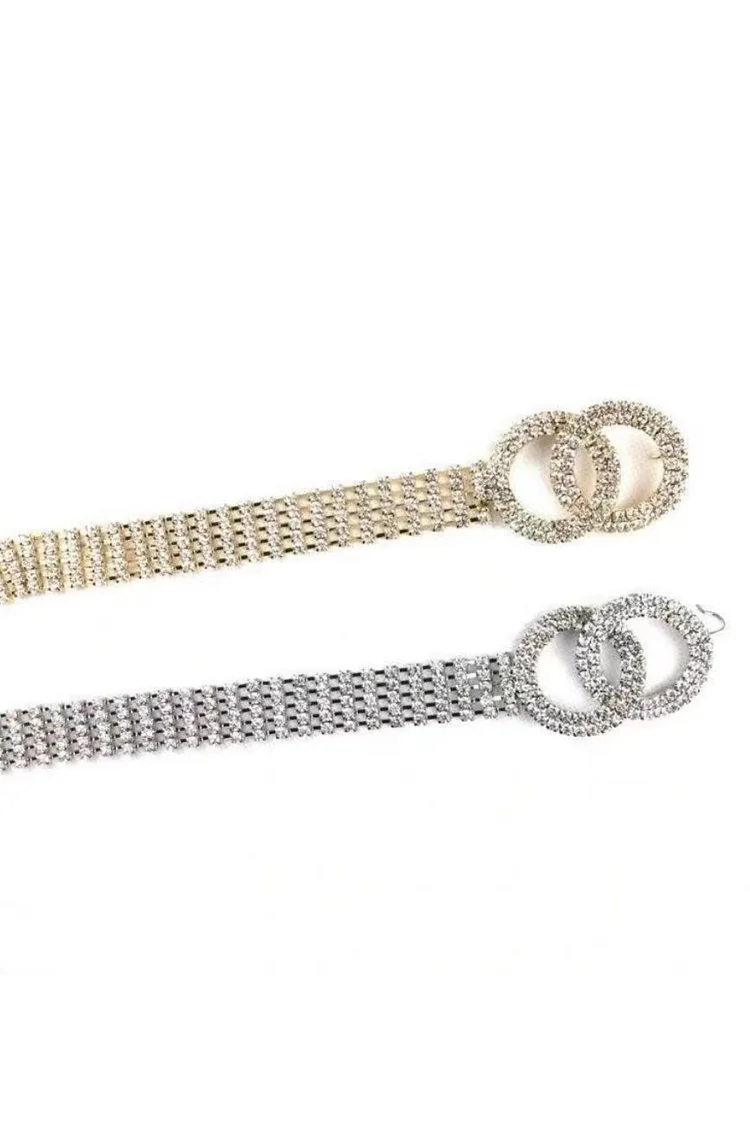 Party Rhinestone Inlaid Circle Buckle Dangle Fringe Waist Chain Belt 2024 - Xpluswear