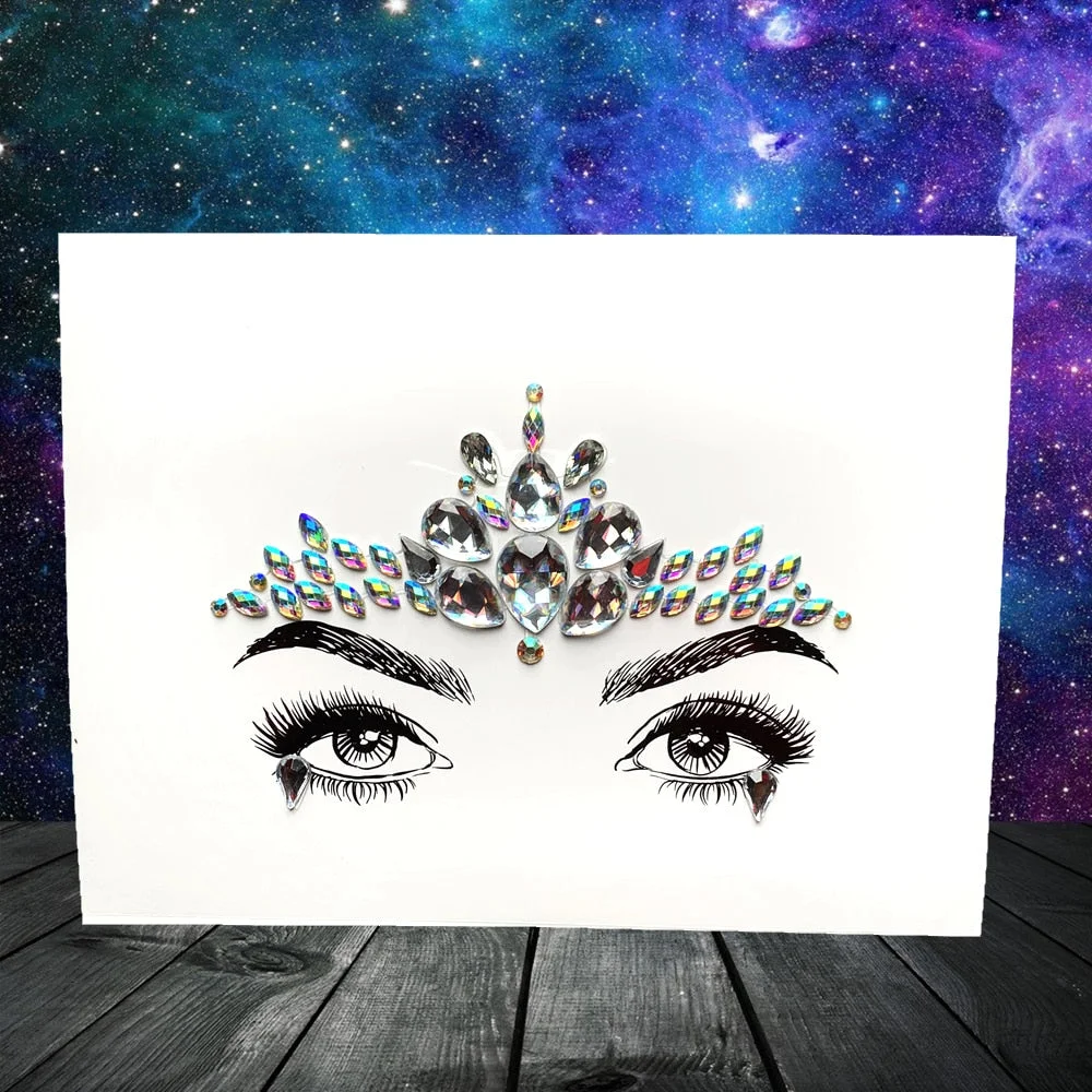 3D Flash Eye Gems Sticker Diamond Face Jewelry Acrylic Resin Drill Body Art For Party Show Rhinestone Forehead Eyebrow Eye Decor