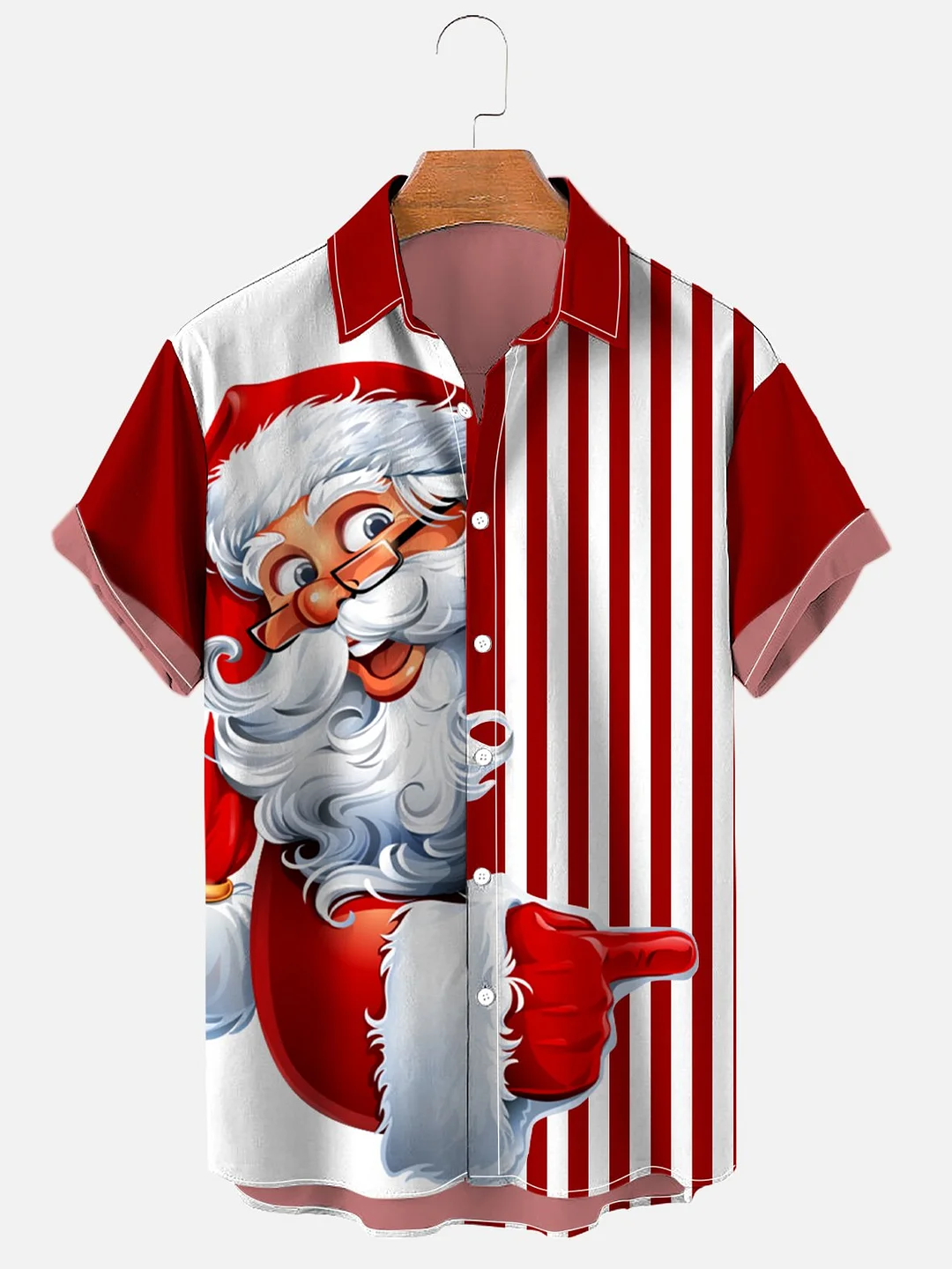 Men's Christmas Santa Short Sleeve Printing Casual Shirt