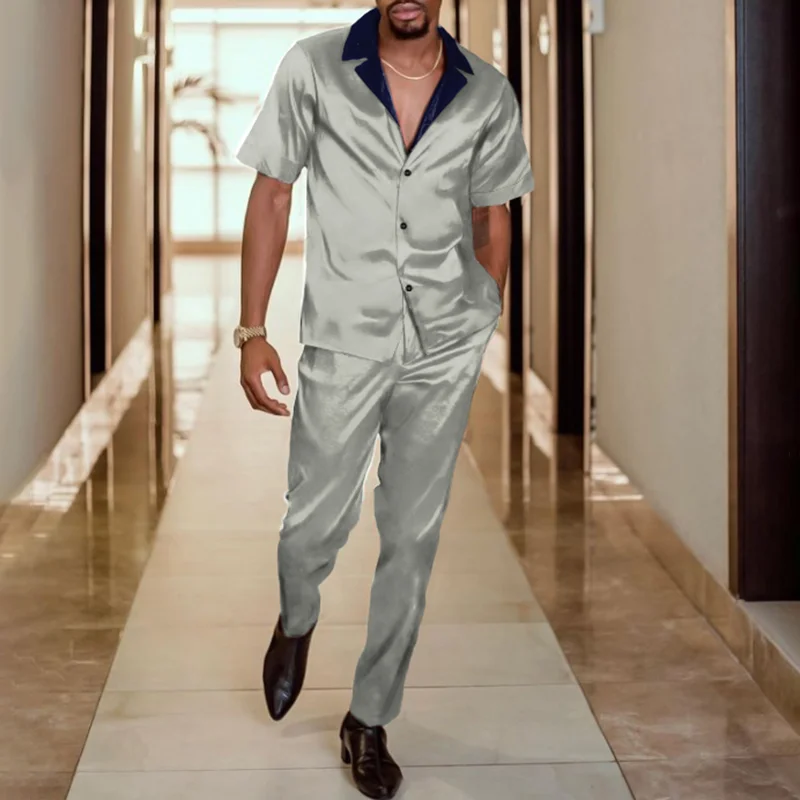 Casual Grey Shirt And Pants Two-Piece Set