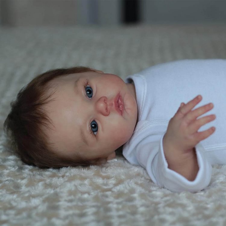  17"Innocent and Cute Lifelike Touch Soft Light Brown Hair Reborn Newborn Doll Girl Named Hanna - Reborndollsshop.com®-Reborndollsshop®