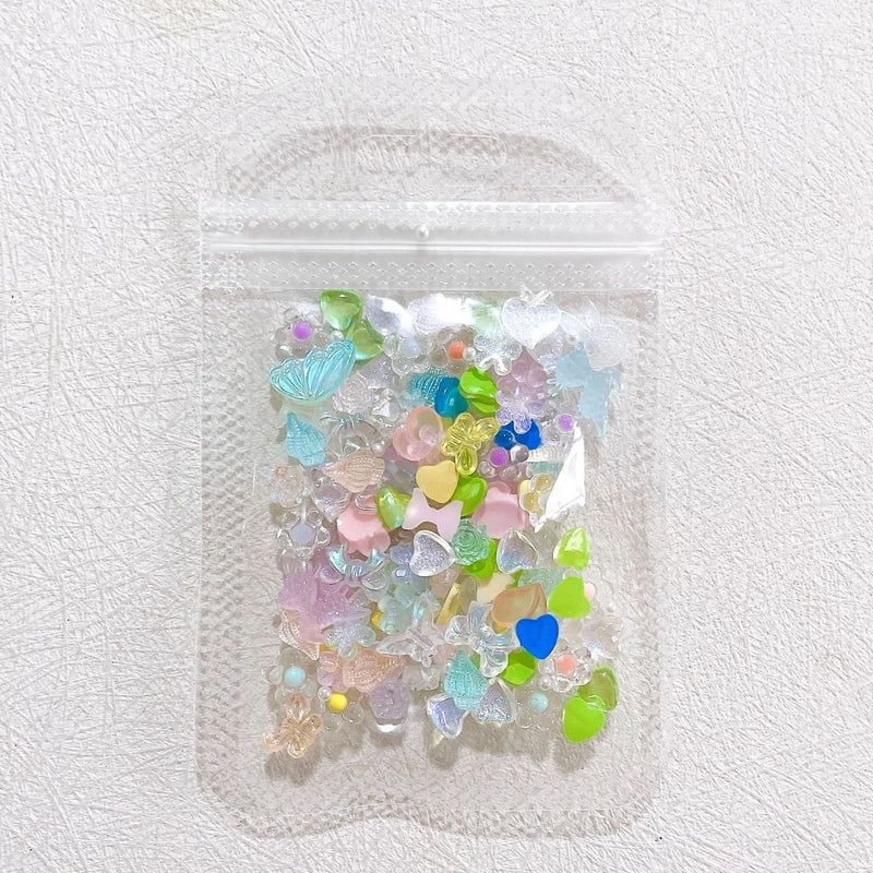 New Mixed Style Fairy Nail Art Decorations Ice Transparent Camellia Butterfly Deer Heart Shaped Material Pack
