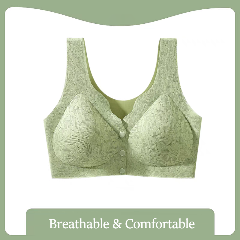 Billionm Billionm Button Women Soft Cups Bra Large Size In The Elderly Underwear Breathable Women Without Steel Ring Tank Top Lace Bra M-XXL