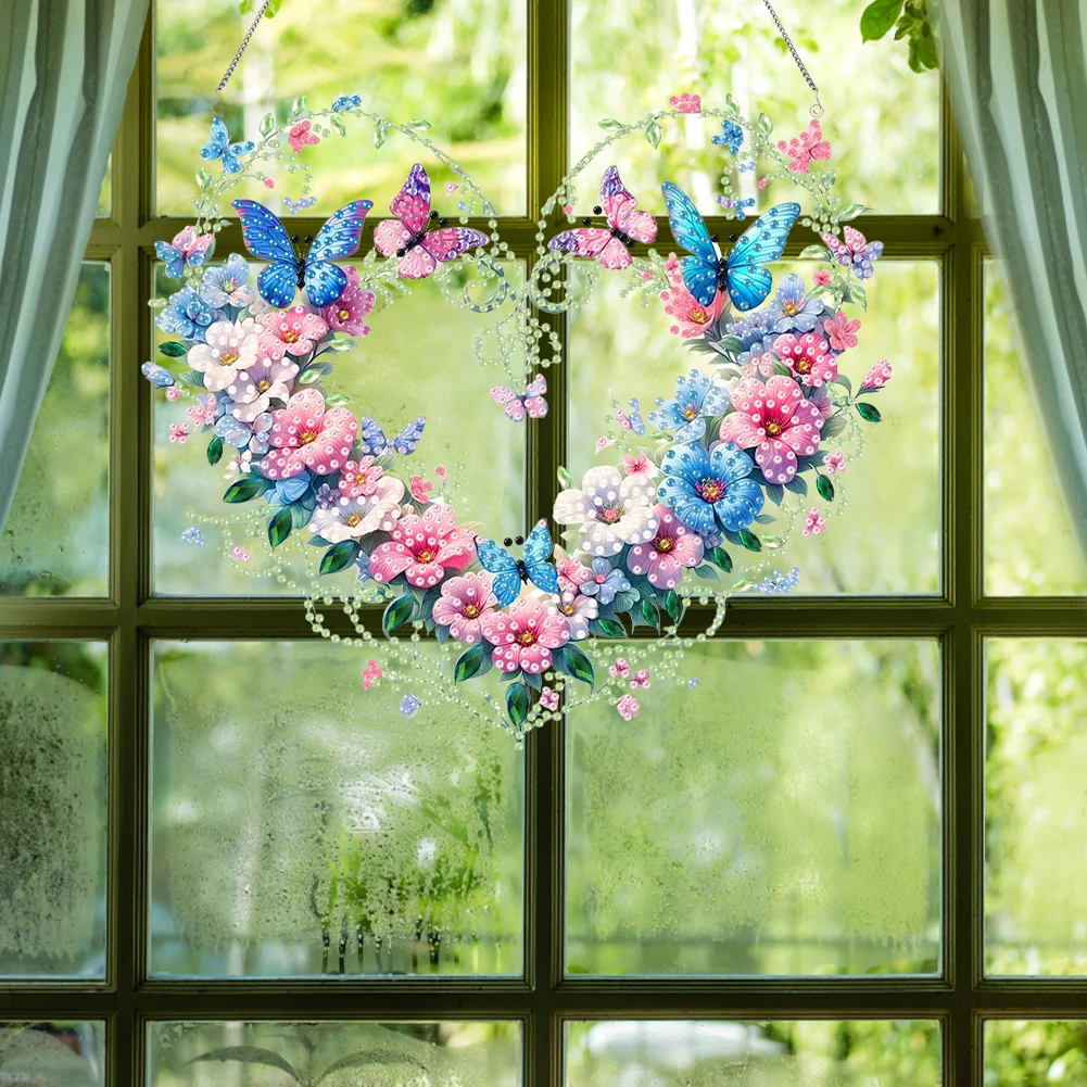 5D DIY Acrylic Special Shaped Heart Butterfly Diamond Painting Hanging Ornaments Kit