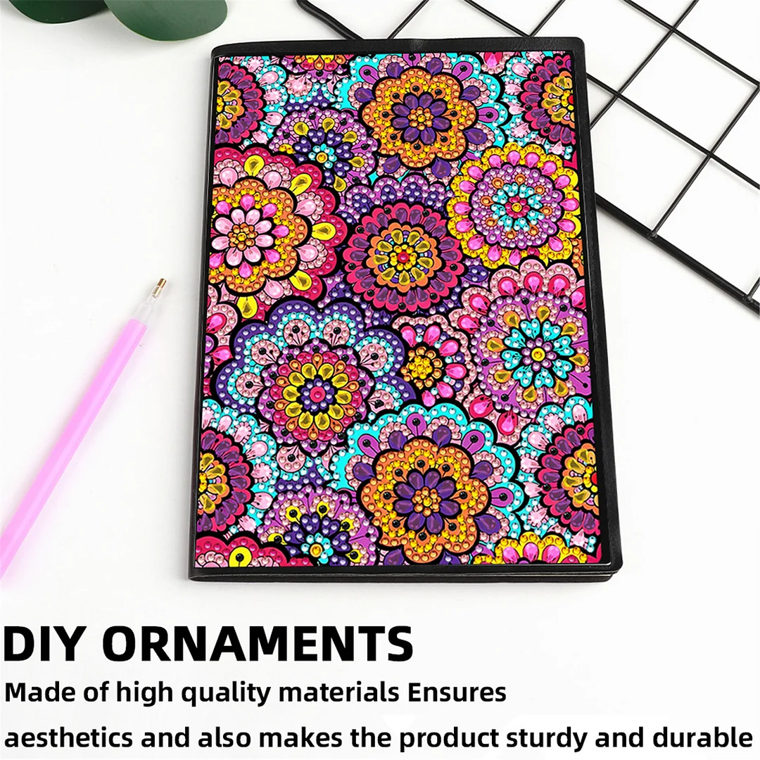 DIY Flower Diamond Painting Journals Notebooks 50 Pages A5 No Lines Special Shaped Diamond Art Kits for Beginners Craft Lovers and Artists (Mandala Pattern)
