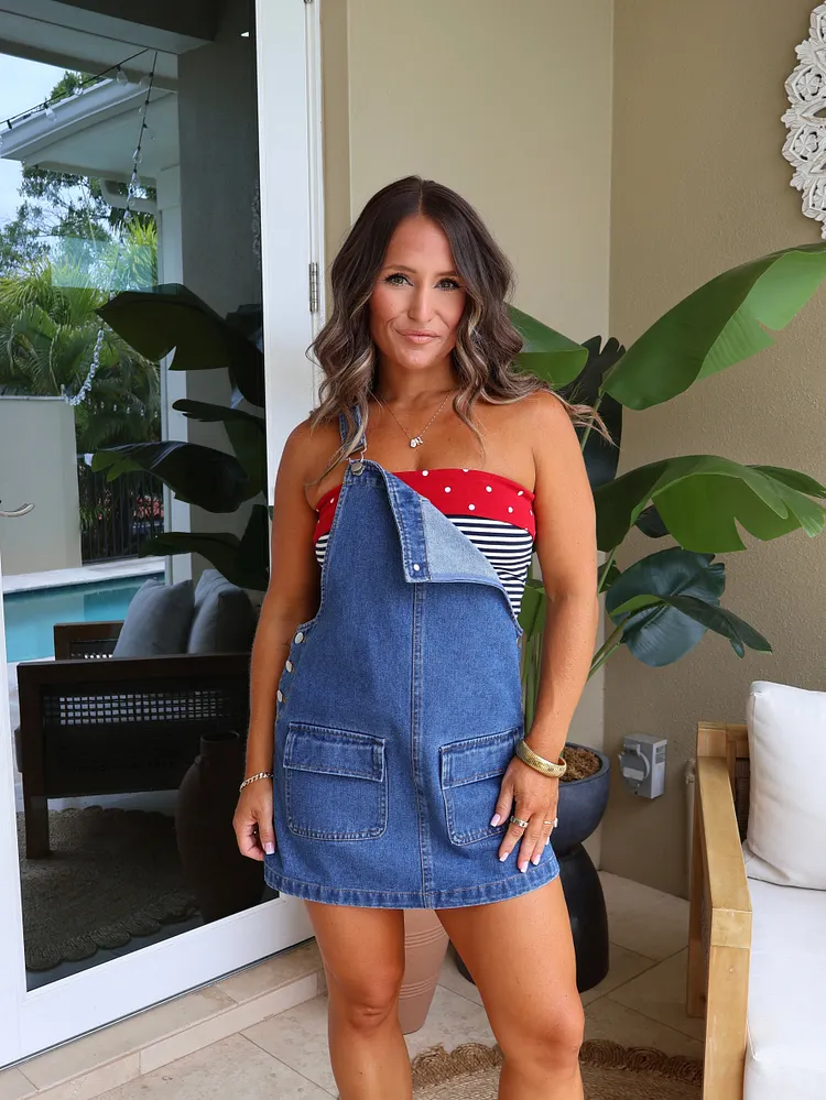 Dolly Blue Overall Denim Mini Dress