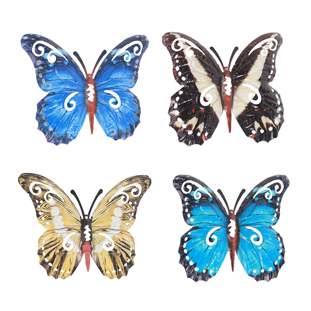 

24cm Iron 3D Butterfly Wall Hanging Jardineria Outdoor Butterfly Sculpture, Coffee, 501 Original