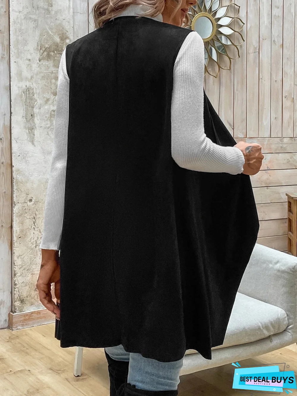 Plain Casual Loose Suede Vest