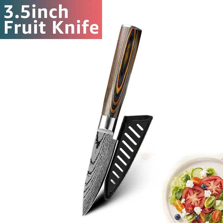 Japanese 7Cr17MoV Stainless Steel Imitation Damascus Pattern Kitchen Knife 