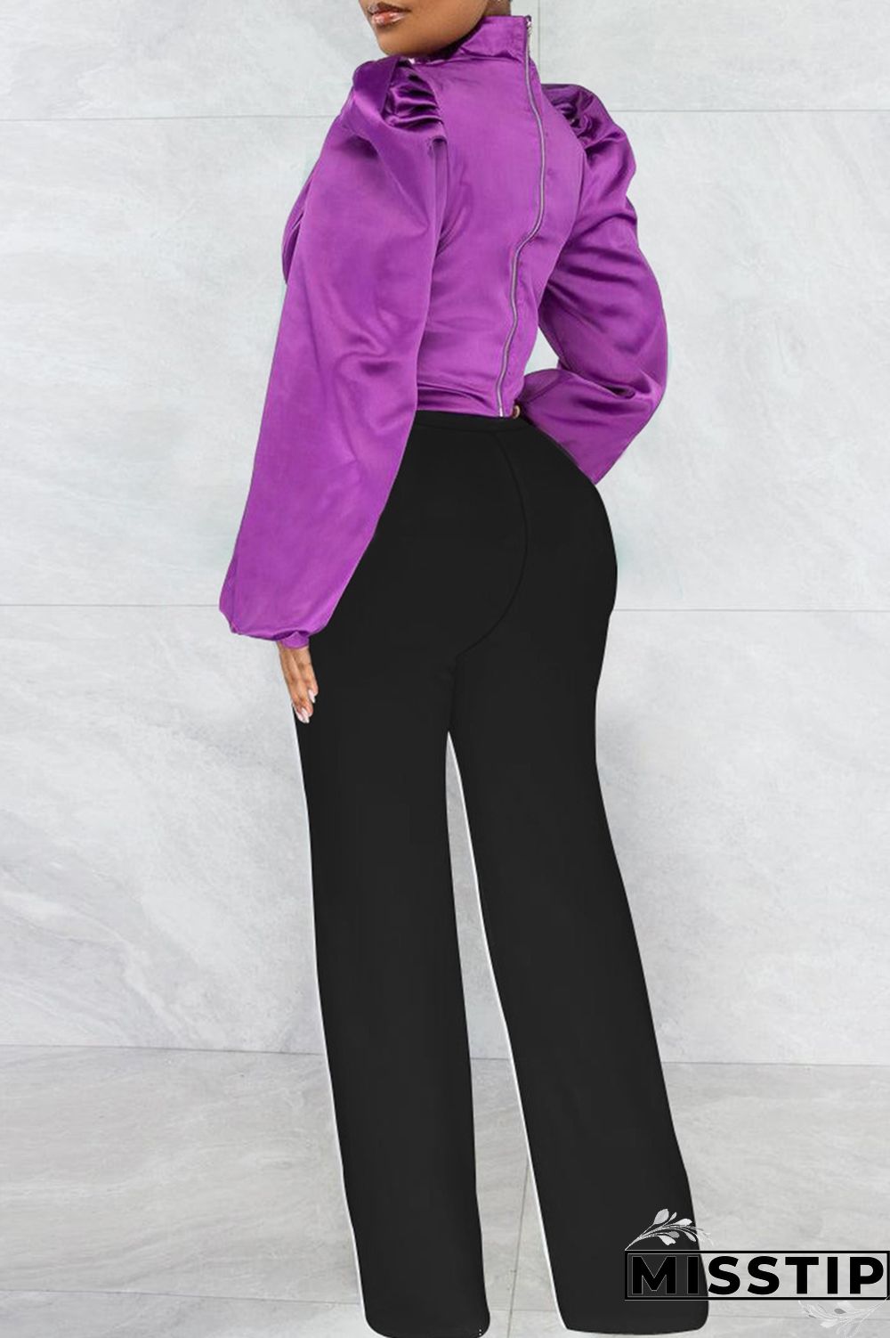 Red Casual Solid Patchwork Turtleneck Tops