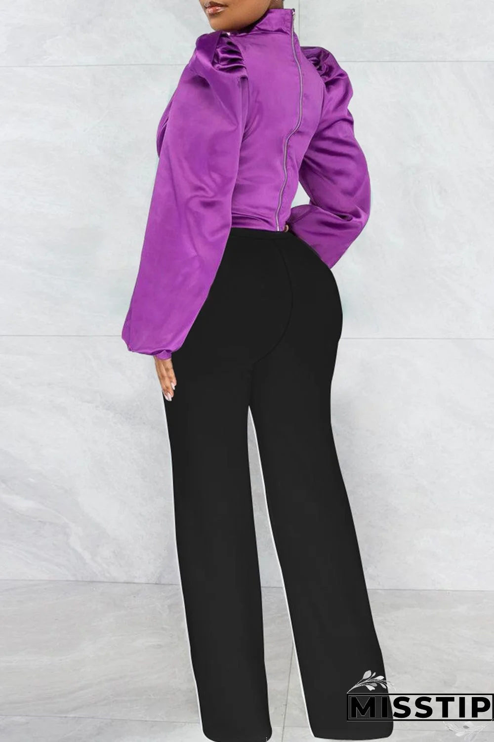 Red Casual Solid Patchwork Turtleneck Tops