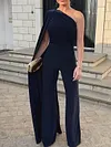 Urban Asymmetric Pleated One-Shoulder High Waisted Wide Leg Jumpsuit