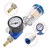 Air Pressure Regulator Gauge & Mini Inline Air Filter Separator JP/EU/US Adapter