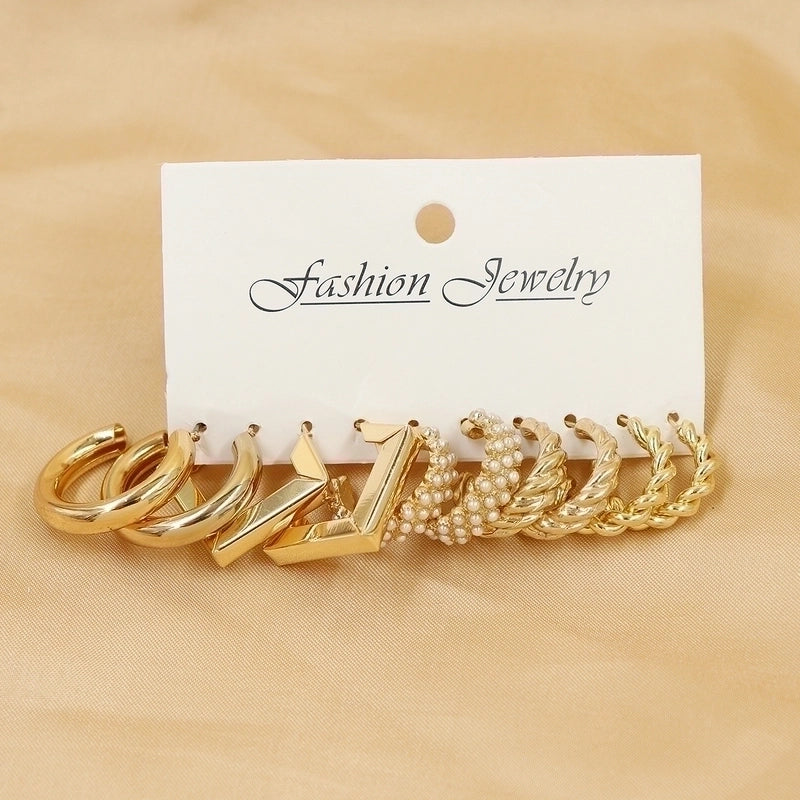 1 Set Minimalist Circle Heart Shape Butterfly Metal Plating Inlay Pearl Women’s Earrings