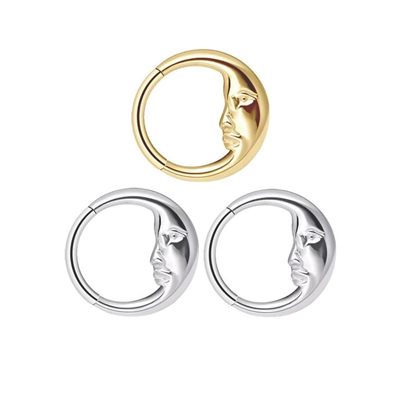 1 Piece Nose Rings & Studs Hip-Hop Basic Punk Round 316 Stainless Steel  Polishing 18K Gold Plated Nose Rings & Studs