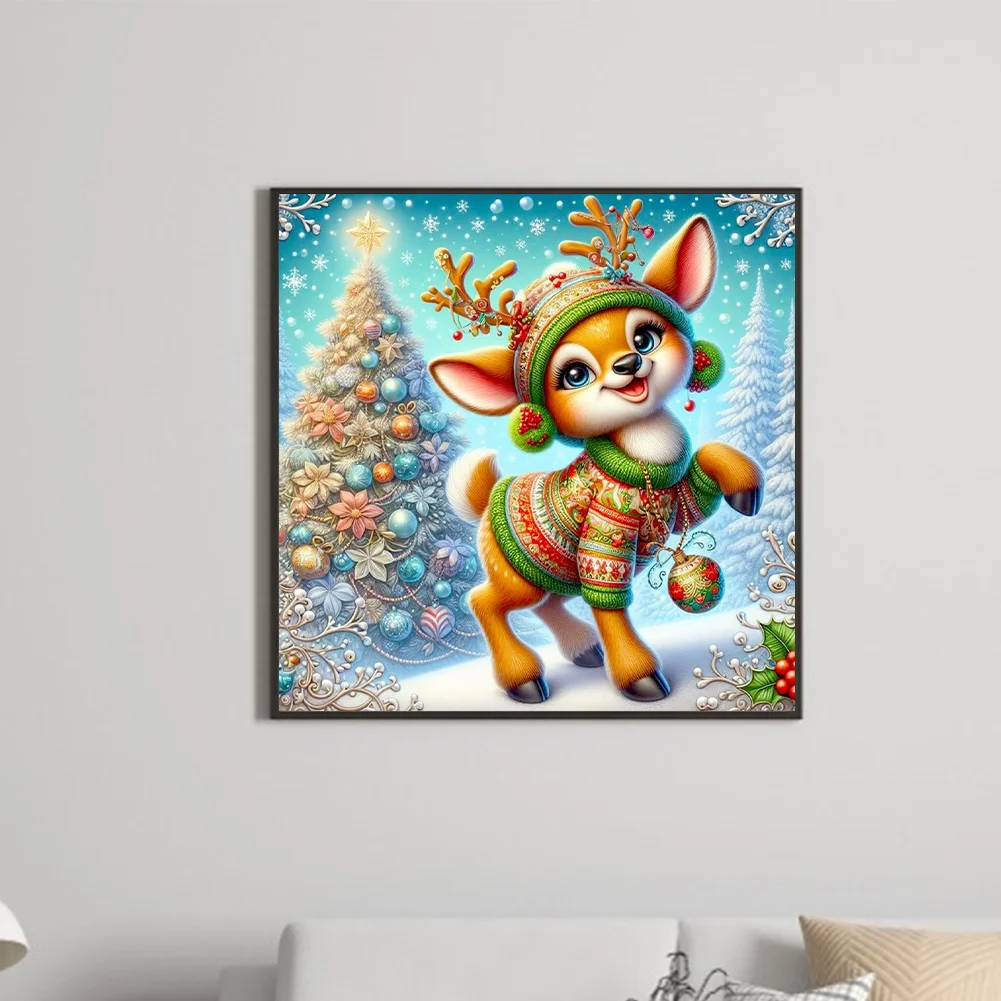 Diamond Painting - Full Round Drill - Xmas Deer(Canvas|30*30cm)