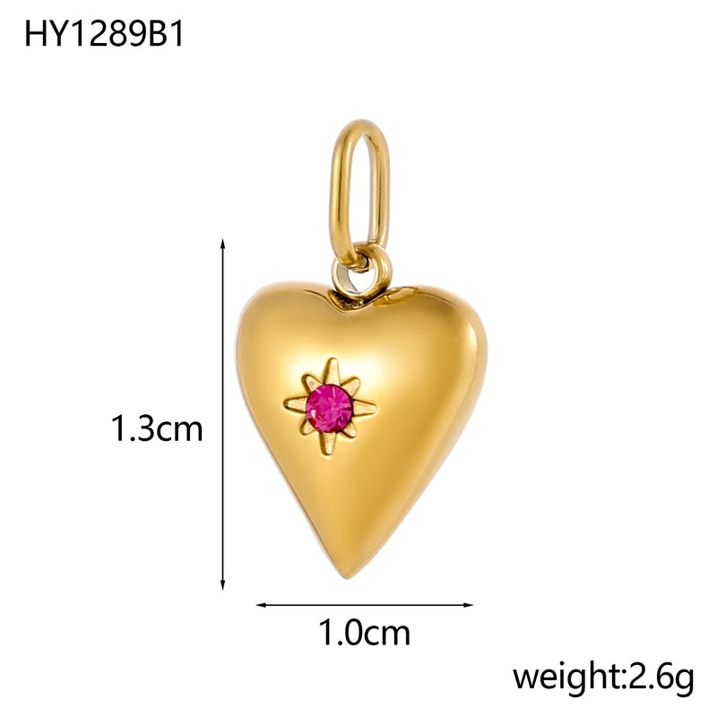 1 Piece 13*10mm 304 Stainless Steel Zircon Heart Shape Skull Polished Pendant Jewelry Accessories