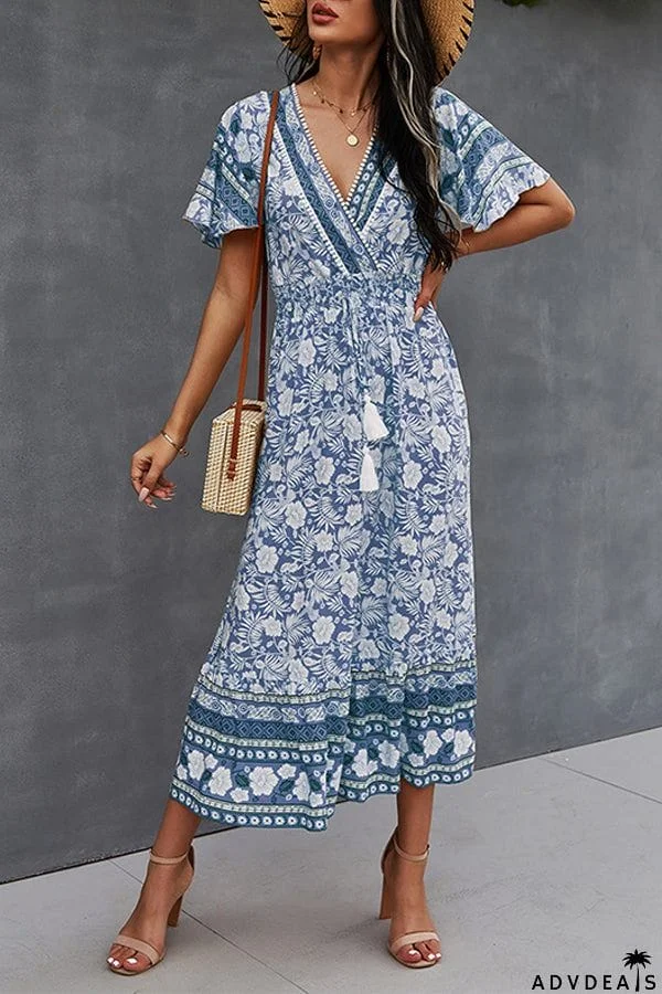 Spring/Summer V-Neck Tie Boho Dress