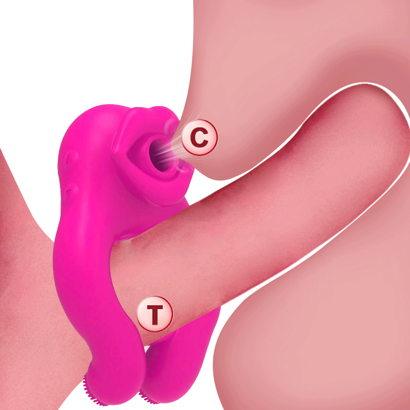 Mouth Sucking & Vibrating Cock Ring Clitoral Stimulator For Couples - Rose Toy