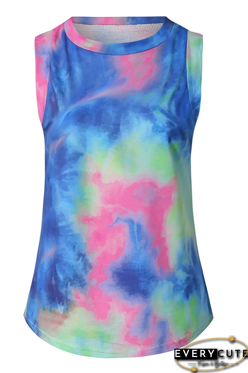 Tie Dye Round Neck Sleeveless Top