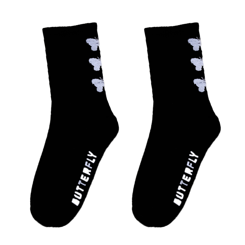 

1 Pair Butterfly Print Cotton Socks Unisex Elastic Mid-Calf Length Socks, 501 Original