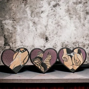 pornhint Pornhint Heart-Shaped Bondage Embroidered Patch, 3 Styles, Iron On, Sew On, Perfect For Jackets, Shirtgs, Sweaters, Hats, Jeans