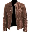 Men's Leather Biker Jacket Cafe Racer Jacket by Inlyline