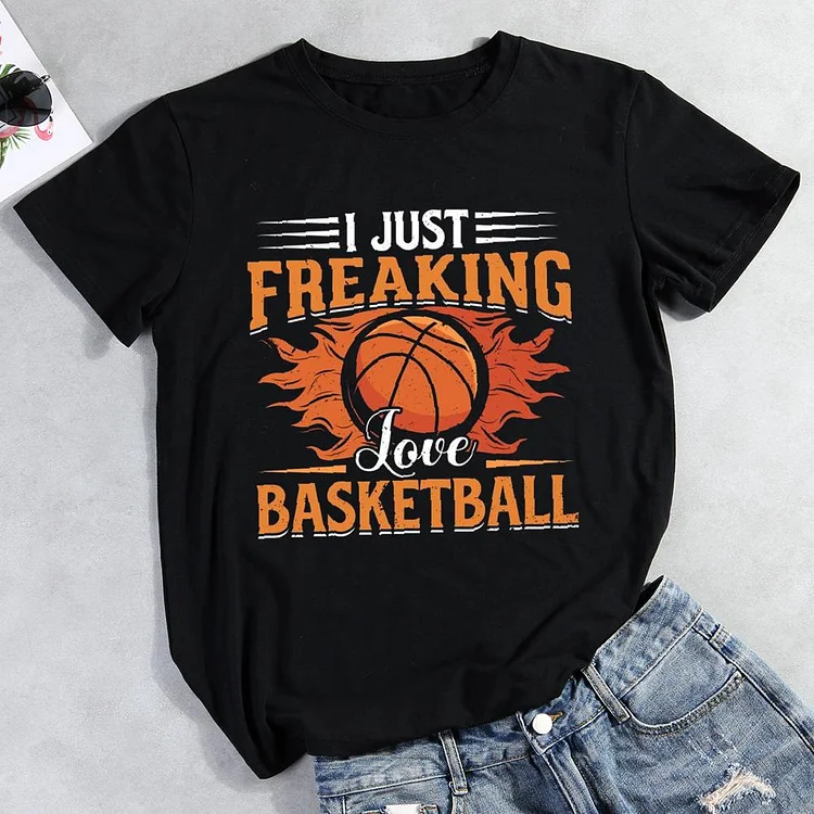I just love basketball Round Neck T-shirt-Annaletters