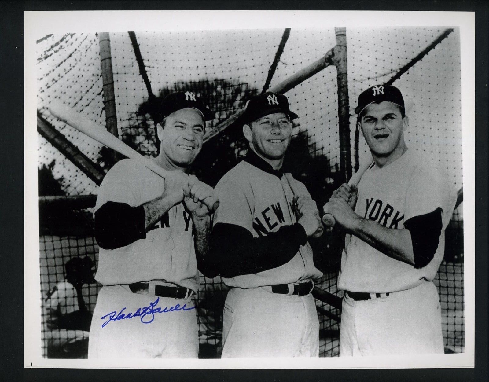 Hank Bauer Autographed Signed 8x10 Photo Poster painting Yankees pictured with Mantle & Skowron