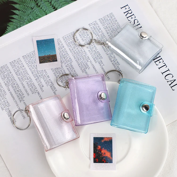 1pc Keychain Photo Album For Mini Photo Sticker Jelly Color Card Holder 2  Inch Photos Holder Portable Key Chain Wholesale