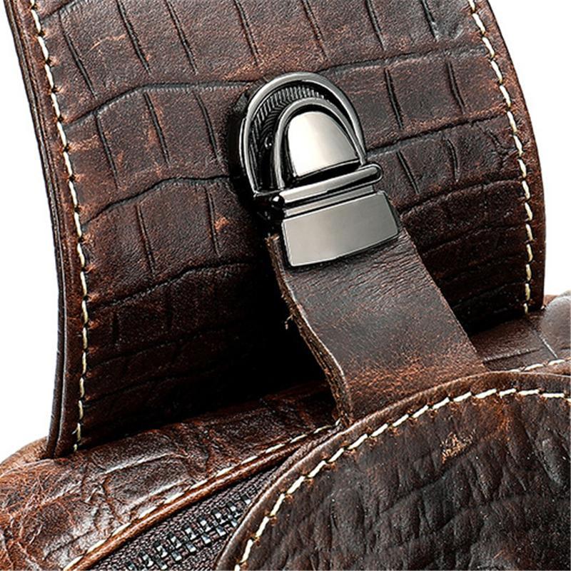 Mens Alligator Pattern Cow Leather Crossbody Bag Chest Bag