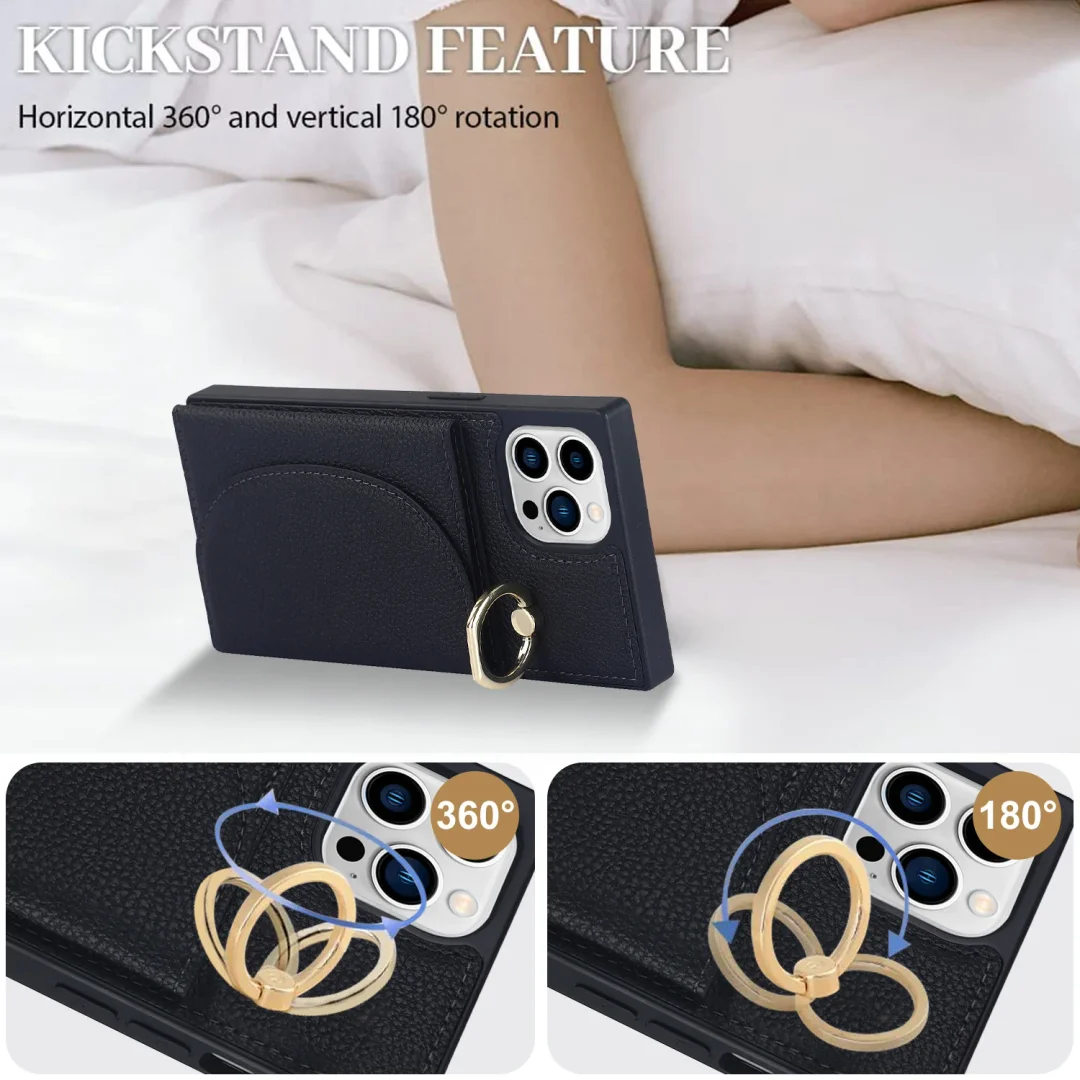 Suitable For Apple Litchi Magnetic Ring Leather Case