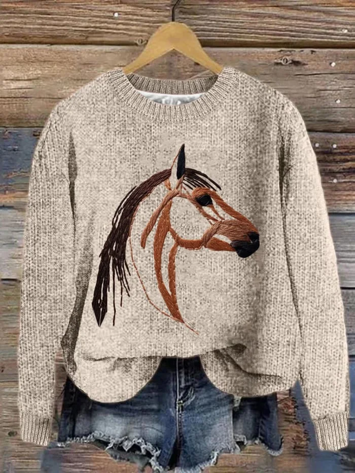 Women's Horse Art Print Casual Sweatshirt