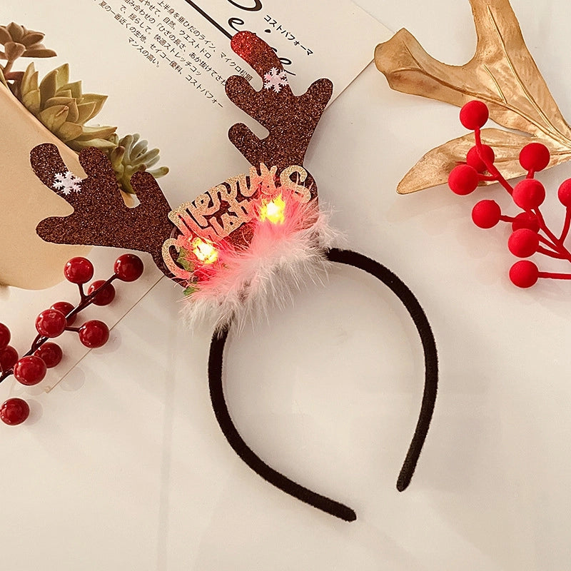 Christmas IG Style Women’s Christmas Hat Christmas Tree Letter Sequin Hair Clip Hair Band