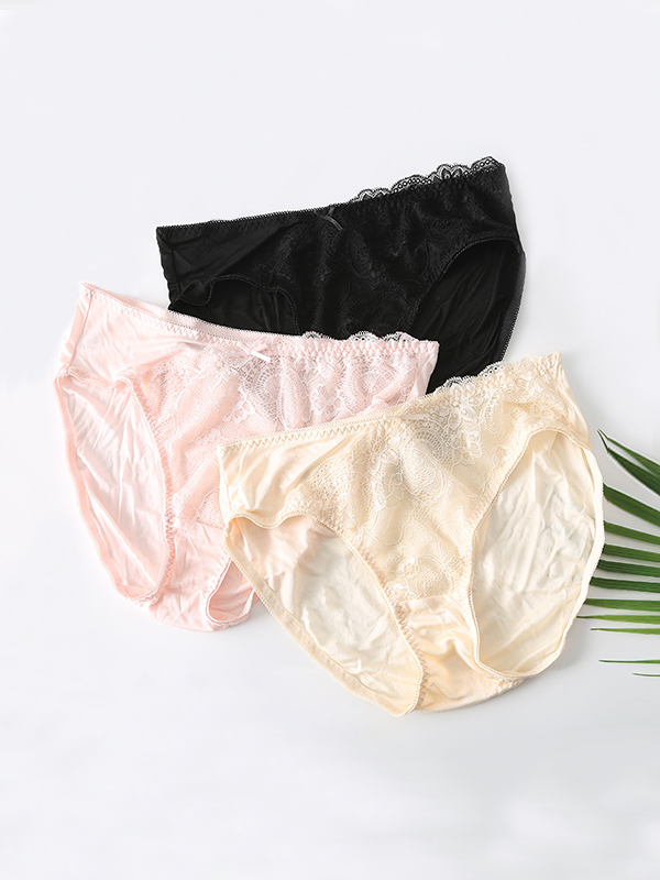 Ensemble de culottes en soie sans couture en dentelle 1