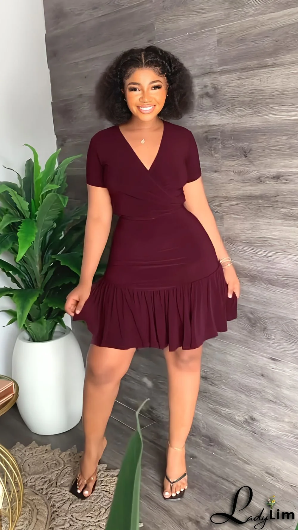 V Neck Short Sleeve Lace-Up T-Shirt Ruffle Skirt Casual Holidays Two-Piece Set