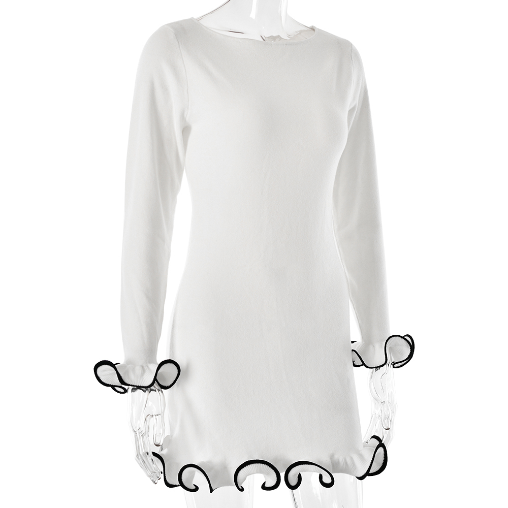 Ootddress Fashion Knitted Sweater Long Sleeve Elastic Tight Dress Women Bodycon Skirt Female Autumn/Winter New Street Clothing