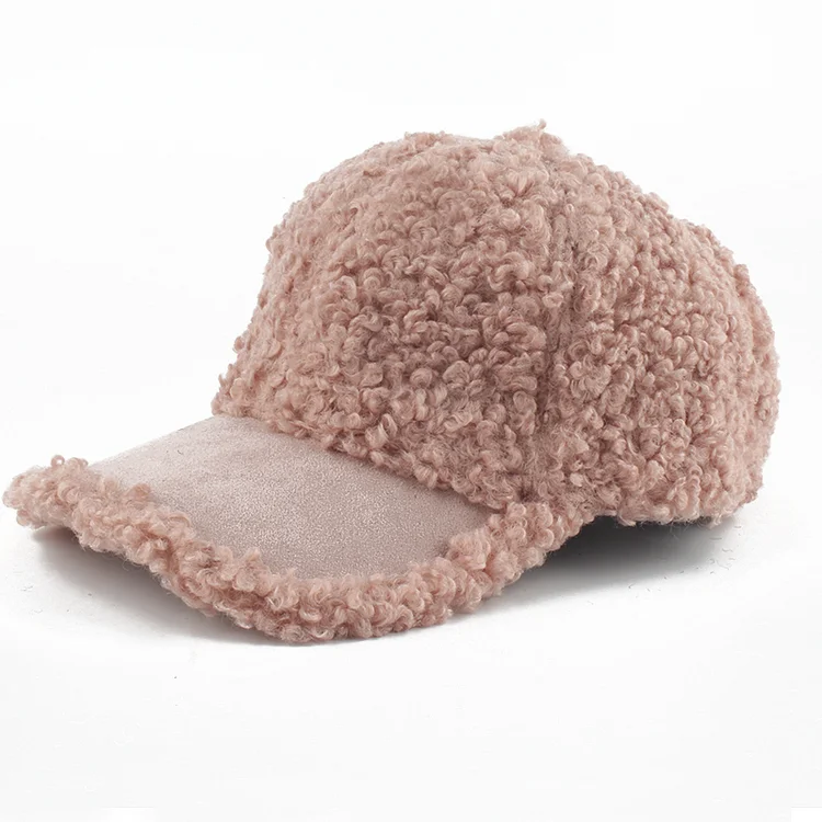 2023 Winter Cap Lamb Wool Baseball Cap Women Girls Solid Hip Hop Snapback Cap Outdoor Adjustable Warm Sun Hat Can Drop Shipping
