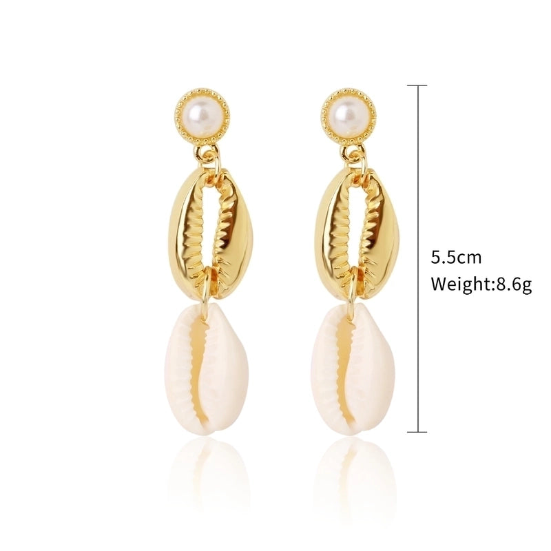 Fashion Shell Shell Inlaid Shell Artificial Pearls Women’s Earrings 1 Pair