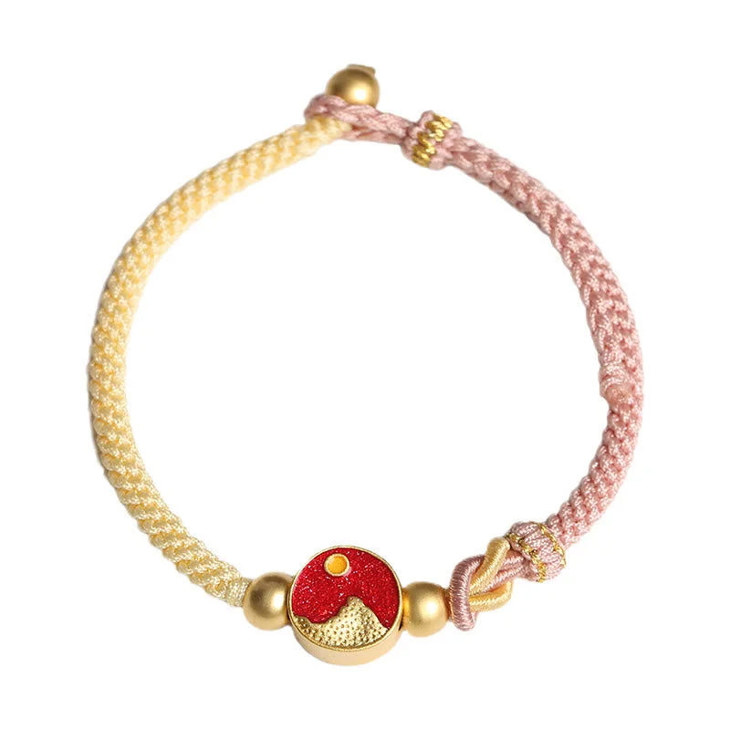 Mountain and Sea Engraved Luck Two-Color String Couple Bracelet