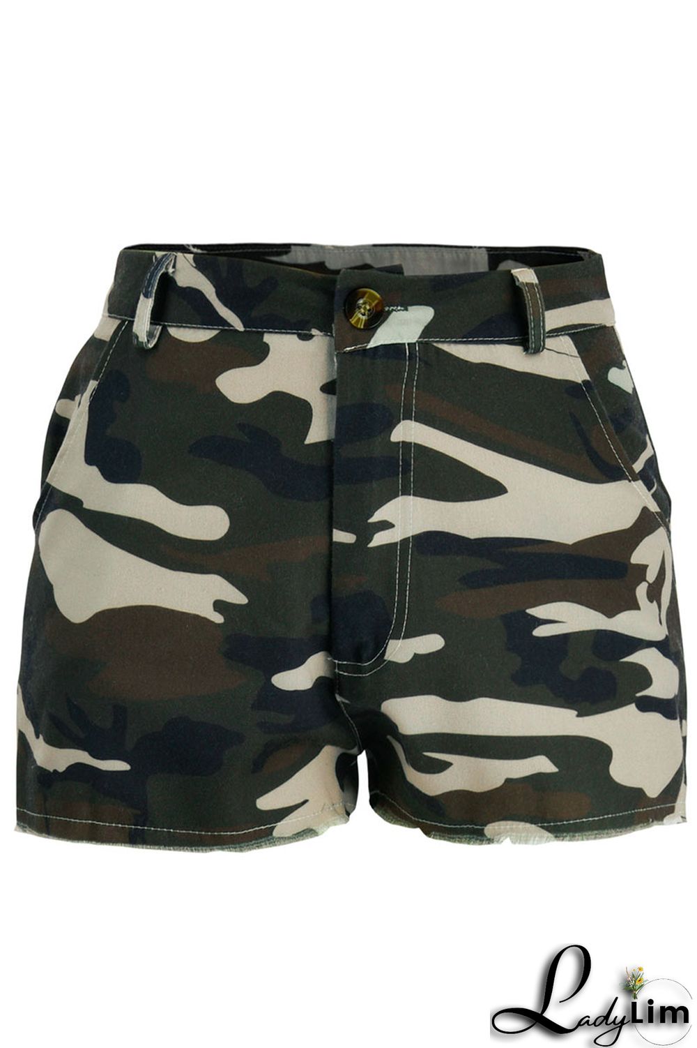 Camouflage Casual Print Split Joint High Waist Straight Full Print Bottoms