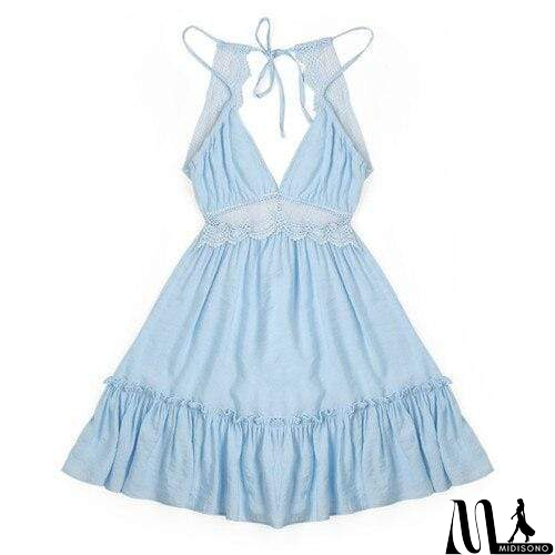 MidiSono - Boho Vrouwen Jurken Spaghetti Strap Backless Elegante Beach Zonnejurk