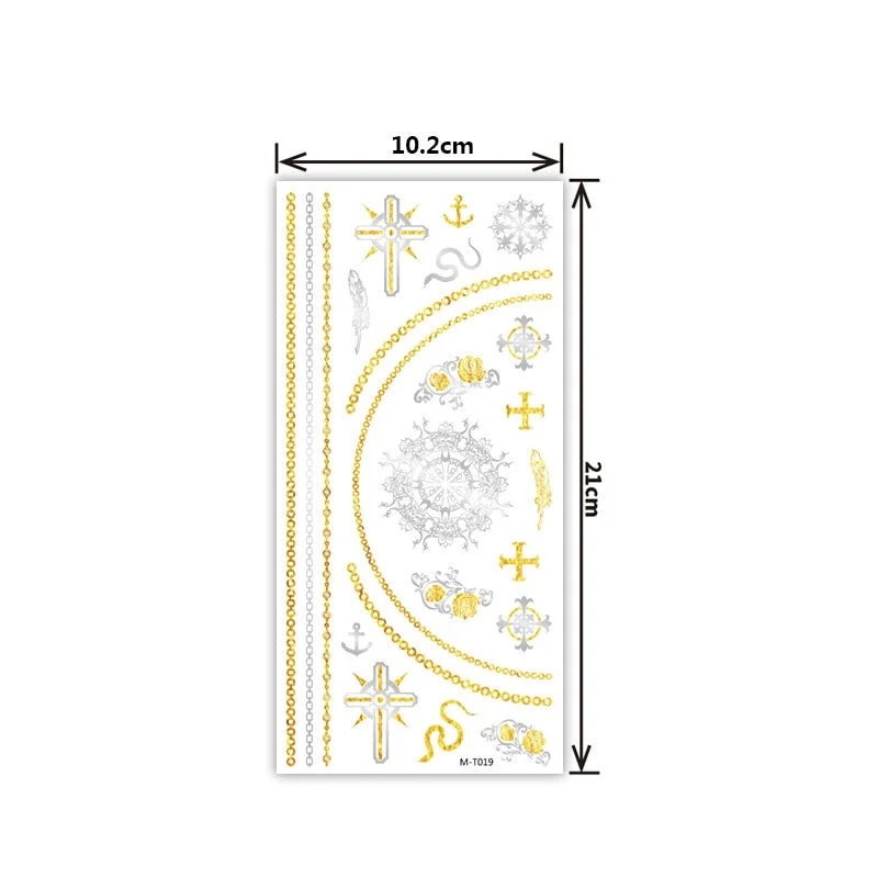 Creative personality exquisite fashion waterproof sweat gold and silver tattoo stickers bronzing and silver tattoo stickers